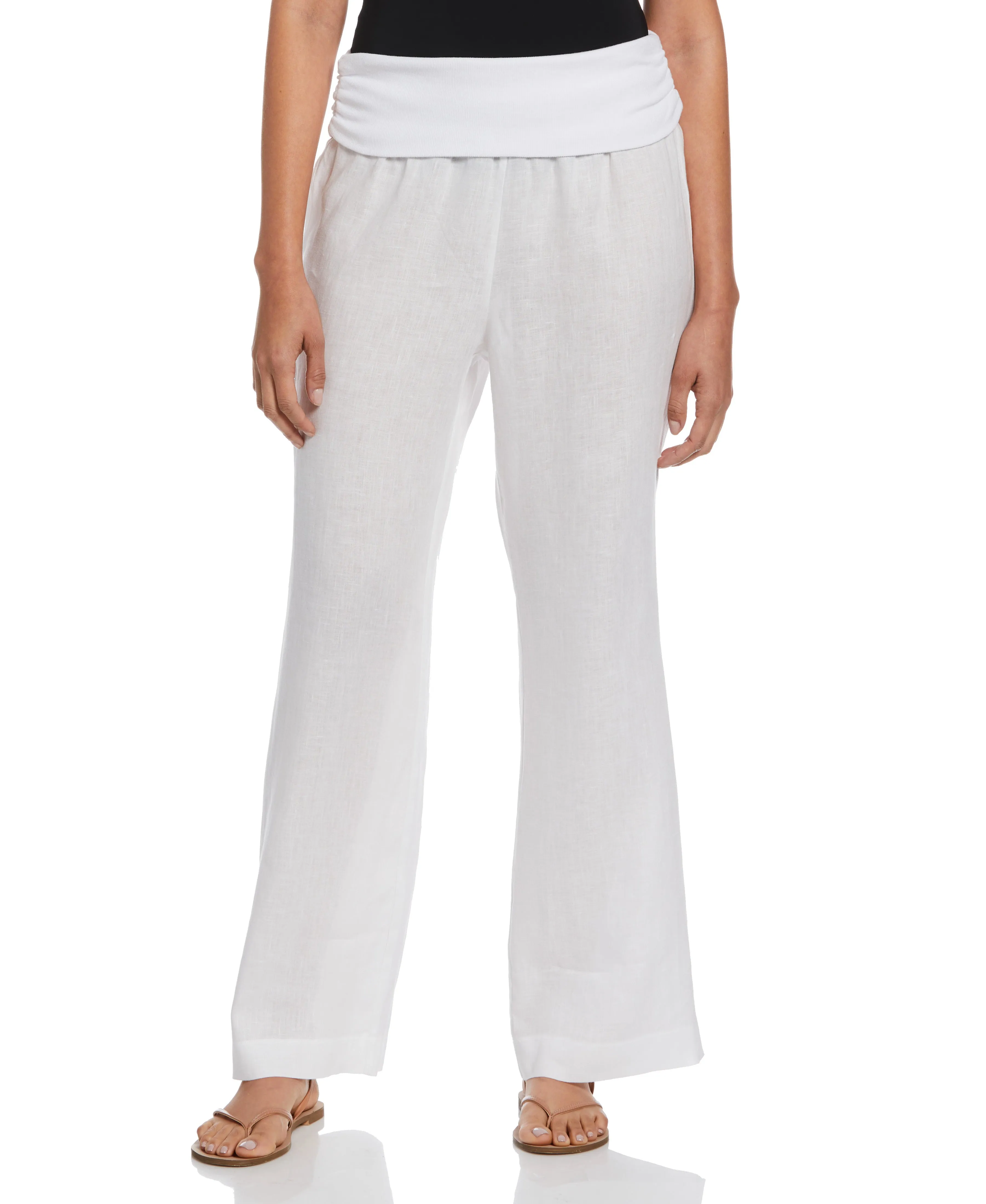 100% Linen Pull On Wide Leg Pant