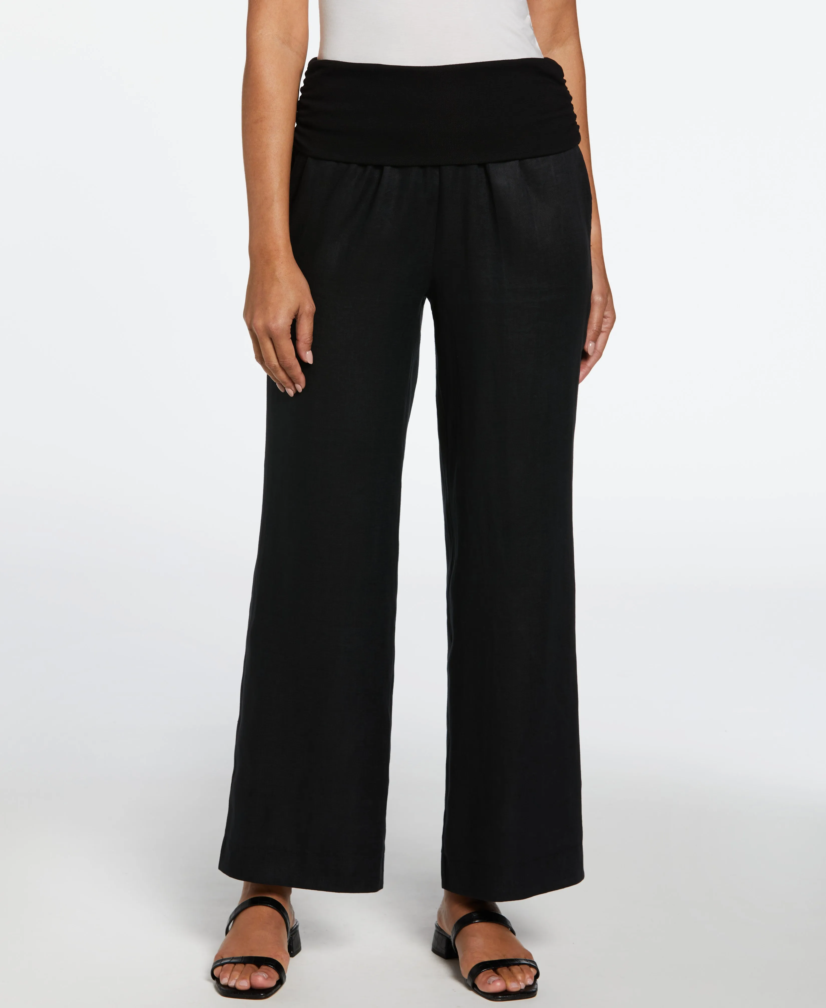 100% Linen Pull On Wide Leg Pant