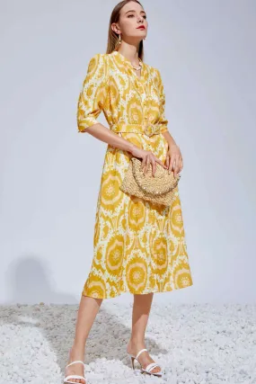 Ada Midi Linen Dress - Mustard/Yellow - GDS