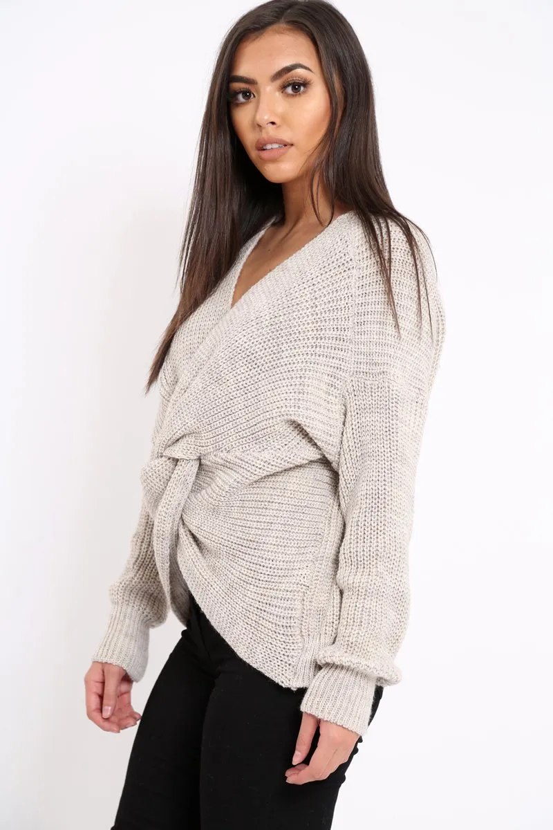 Beige Knot Knit Jumper - Kerri