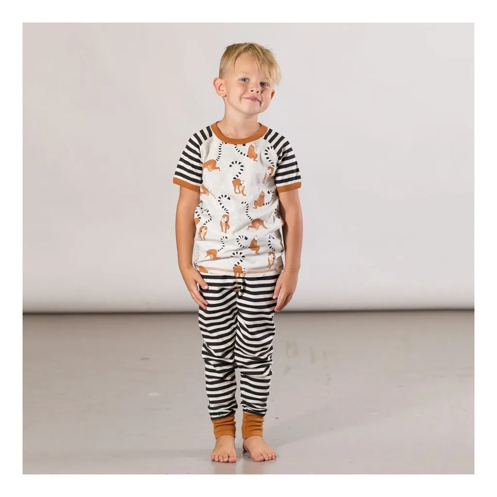 Beige Lemur Print Pajamas