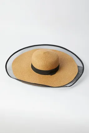 Beige Wide Brim Straw Hat