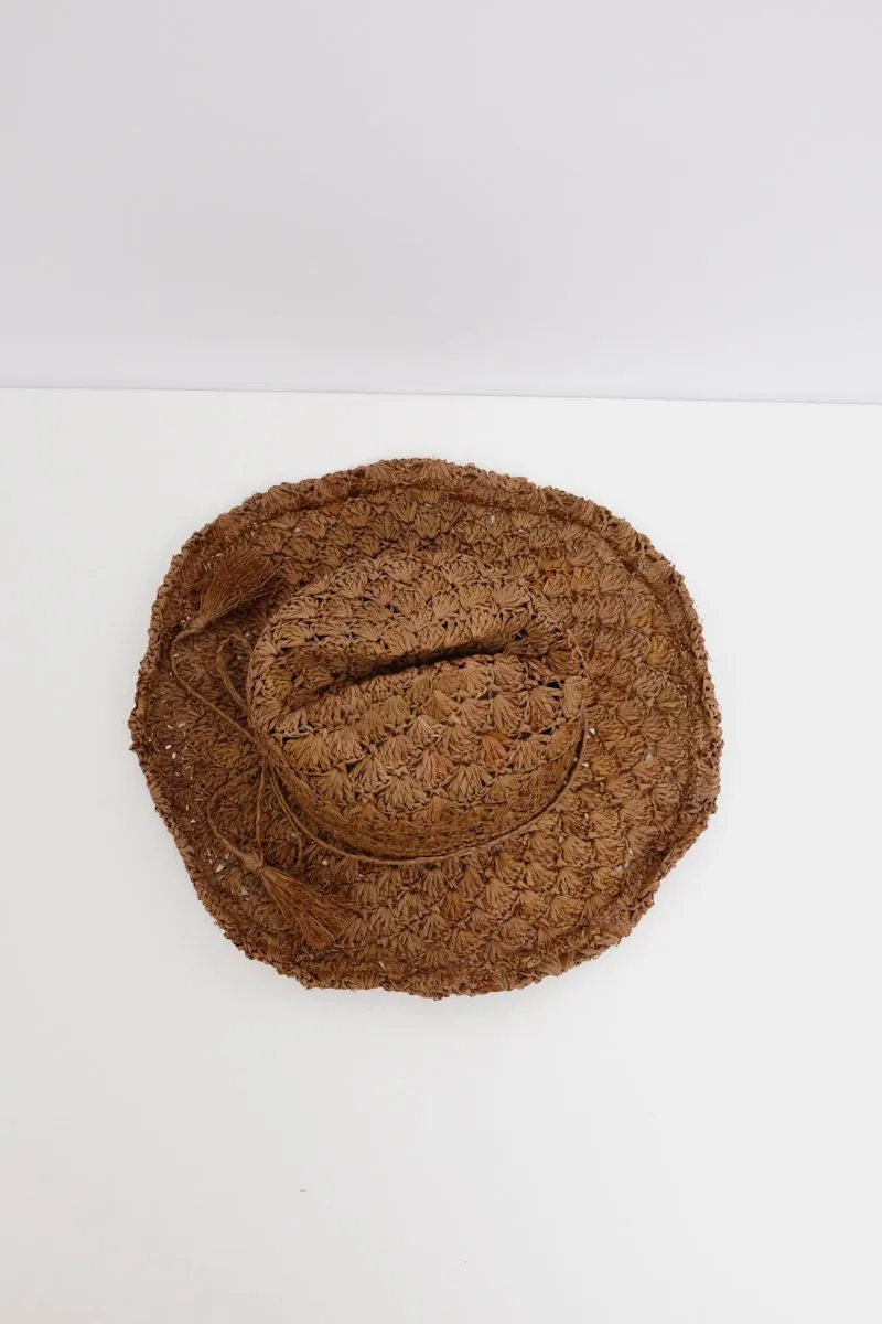 BROWN VINTAGE STRAW HAT