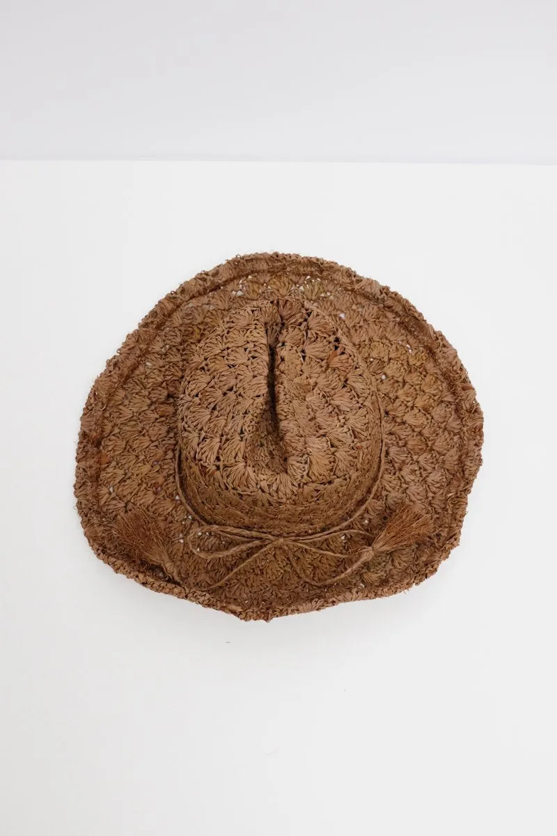 BROWN VINTAGE STRAW HAT