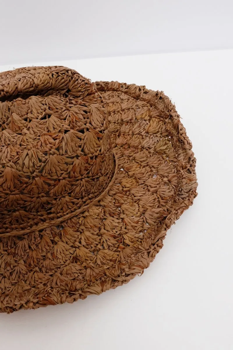 BROWN VINTAGE STRAW HAT