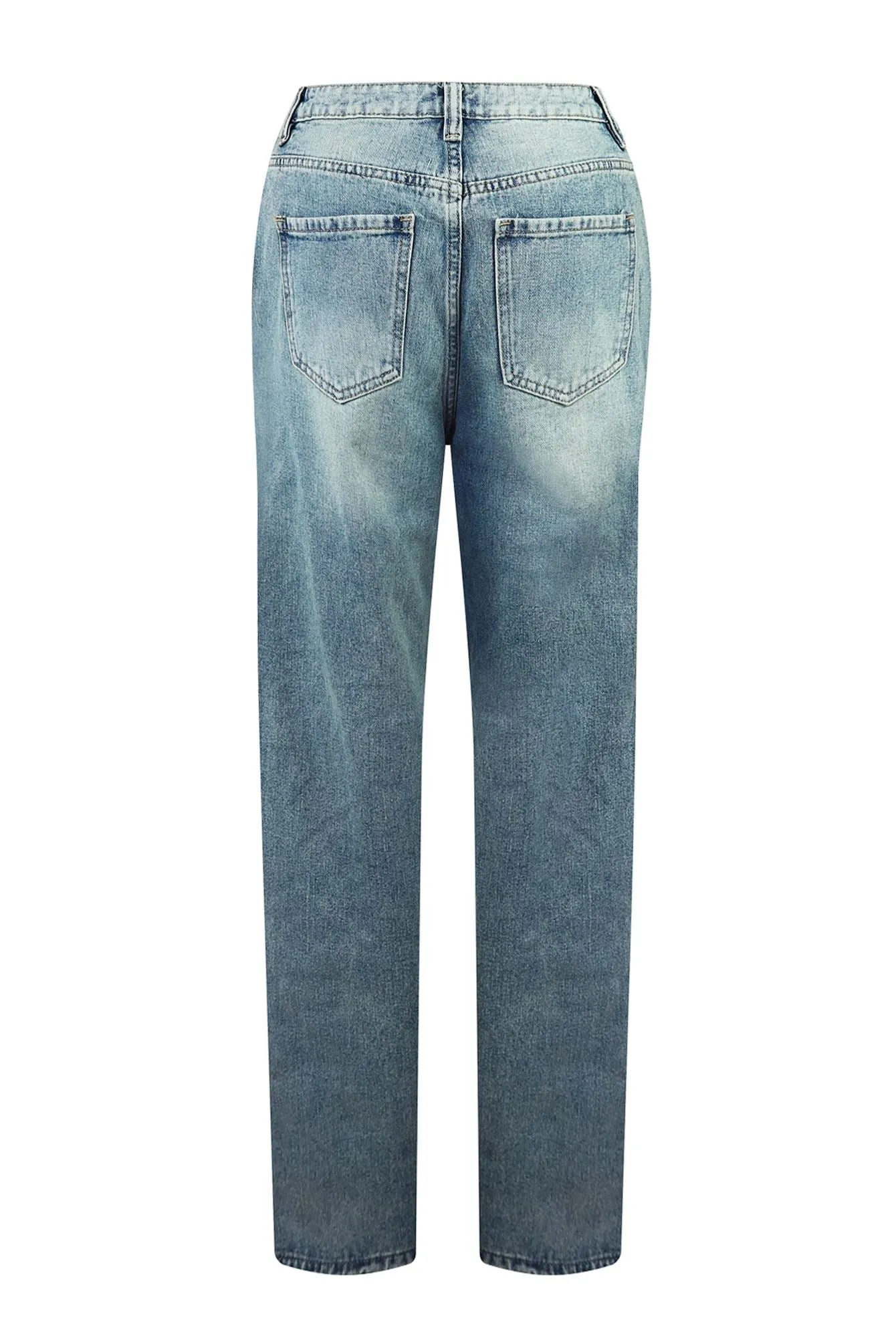 Calling It Off Frayed Trim Washed Denim Jeans