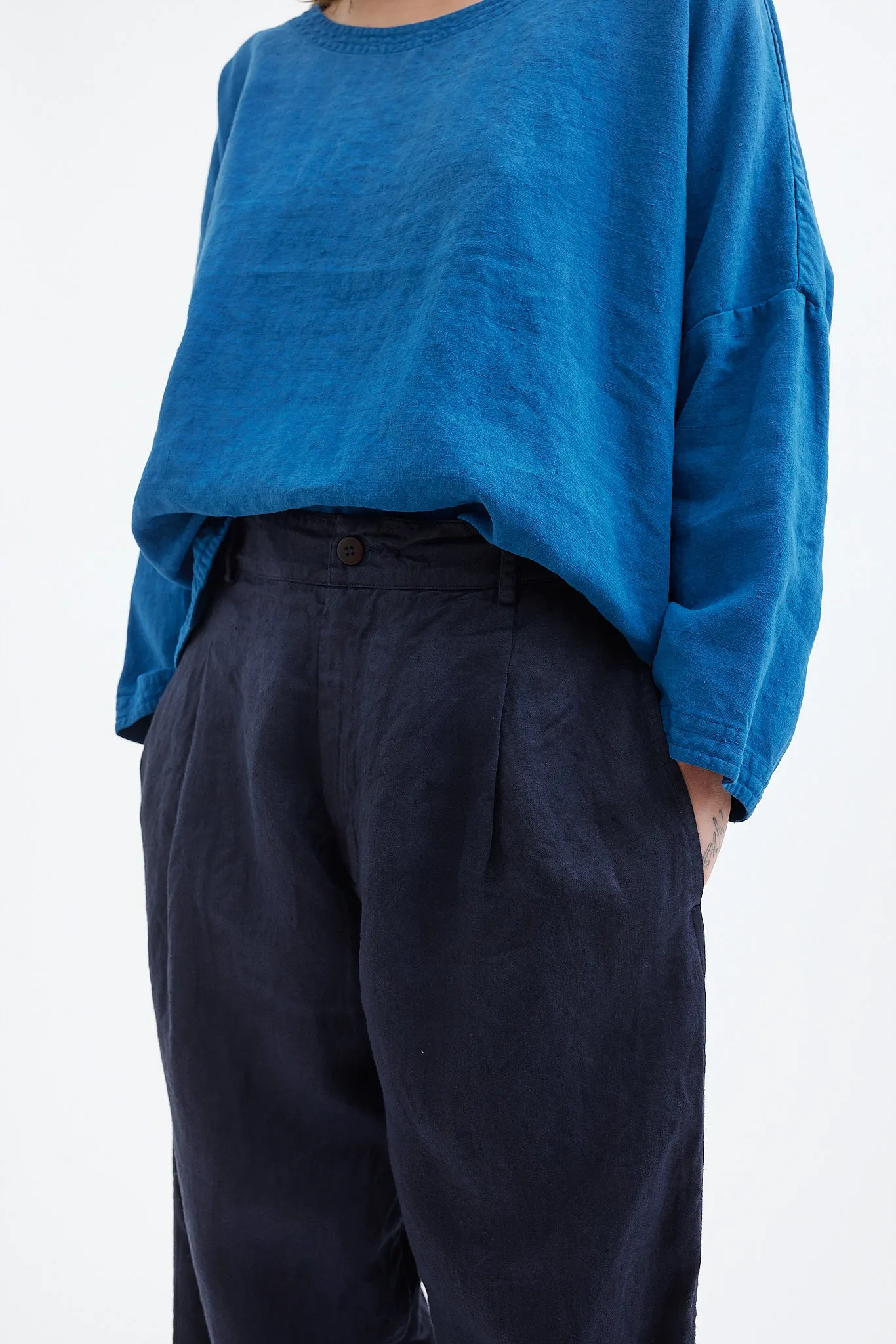 Chez Vidalenc - Pants - Linen Drill Gary - Navy