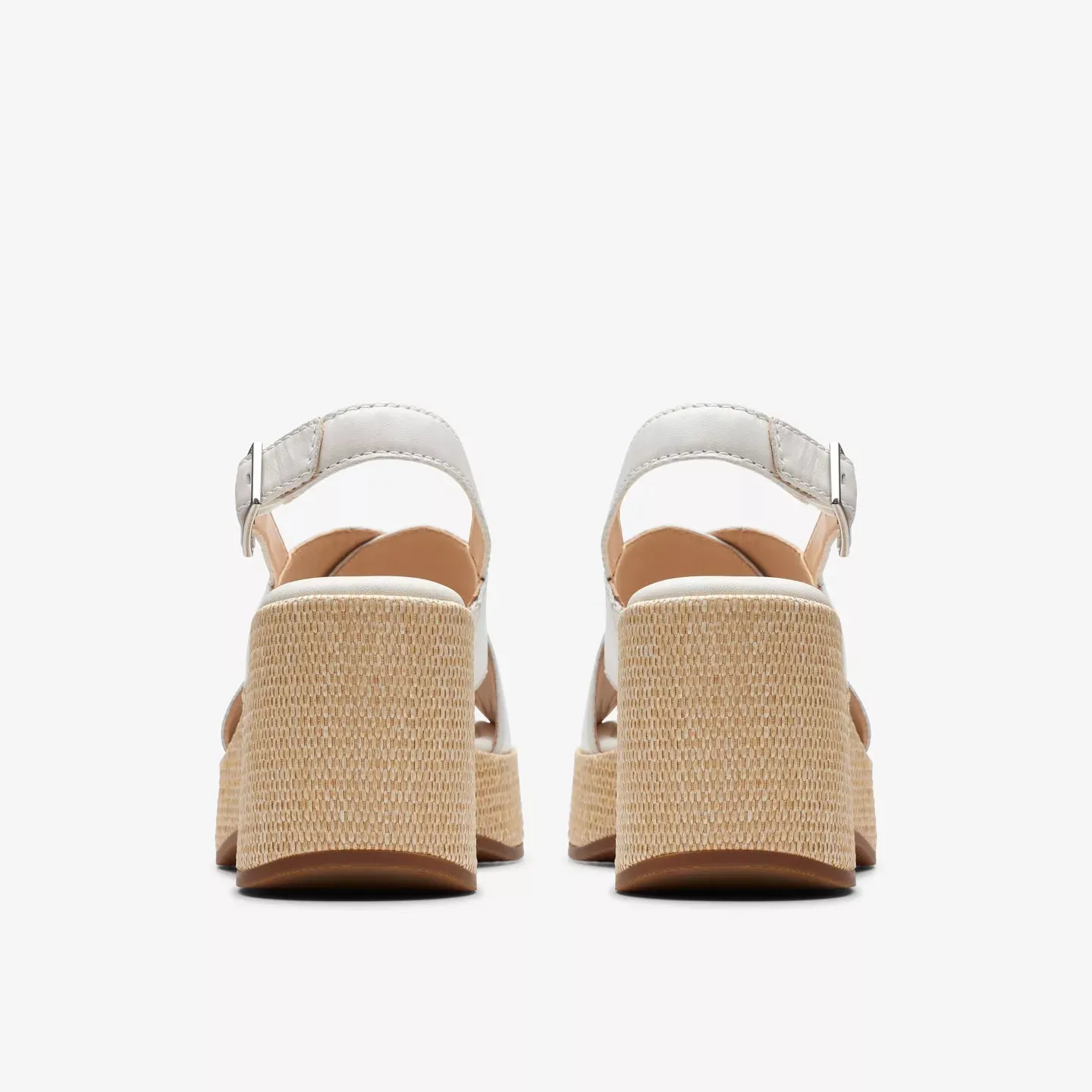 Clarks Manon Wish Off White Leather Wedge