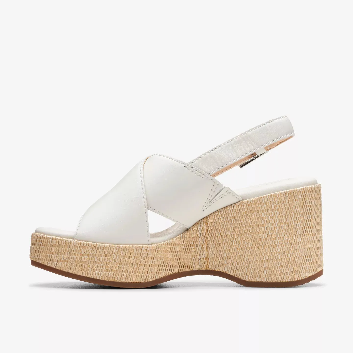 Clarks Manon Wish Off White Leather Wedge