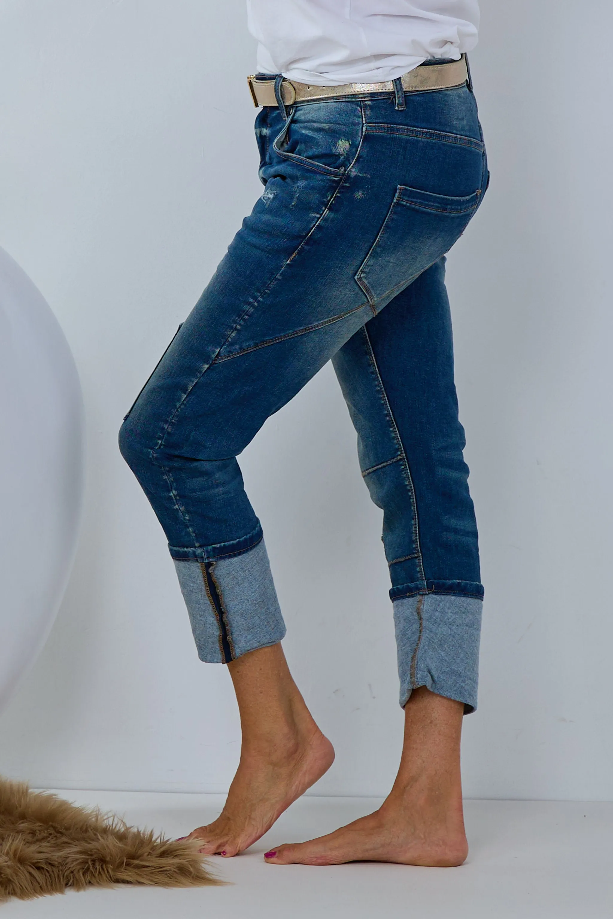 Coole Jeans mit Jeans-Patches, denim blue