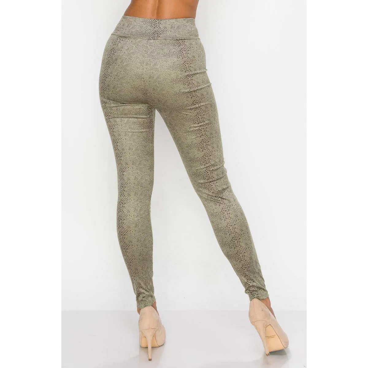 Embossed Snake Print Top And Leggings Set