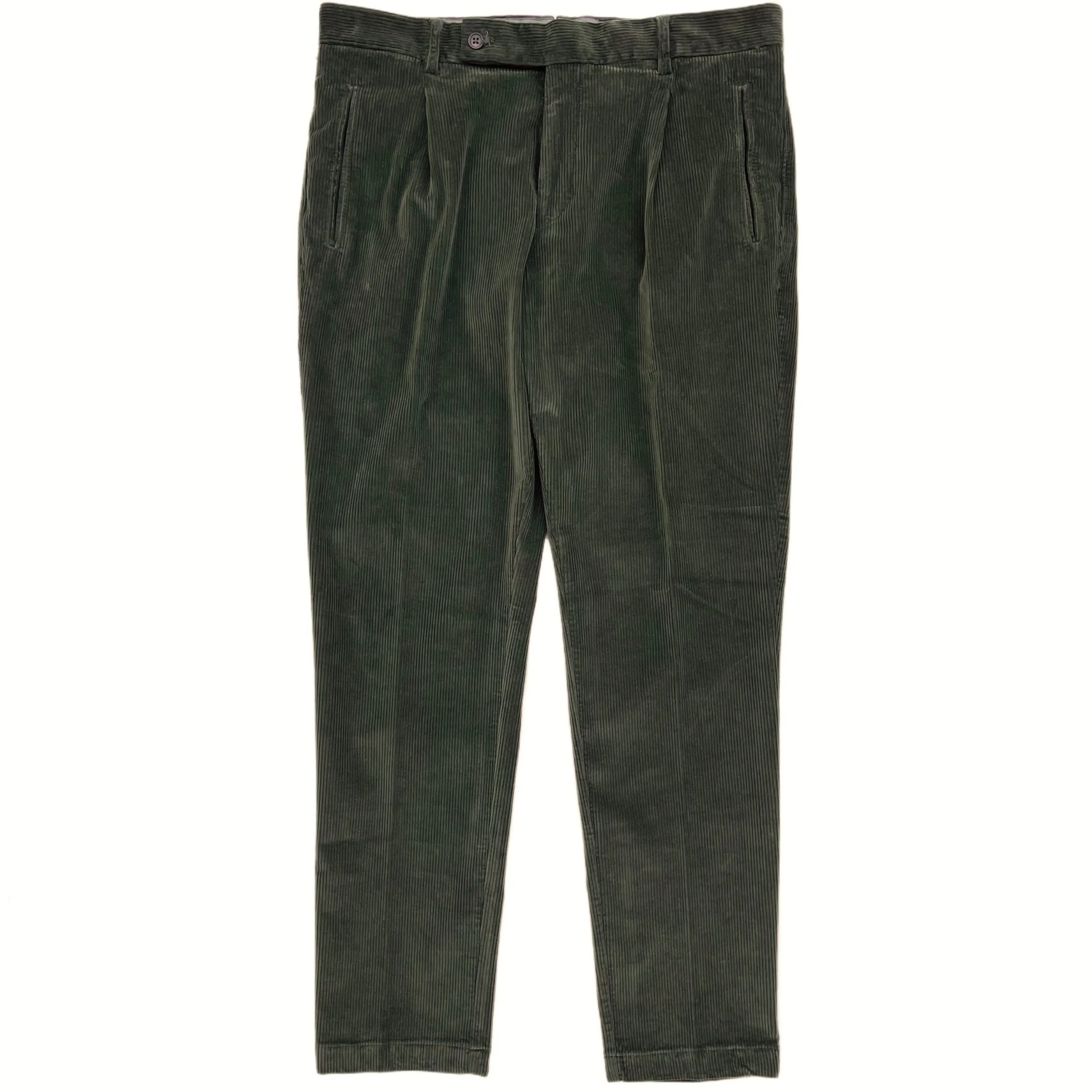 FRESH Corduroy Pleated Chino Pants In Army Green