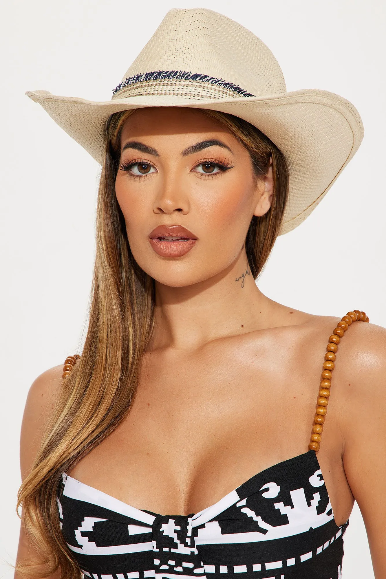 Go With The Wind Cowboy Hat - Natural/Combo