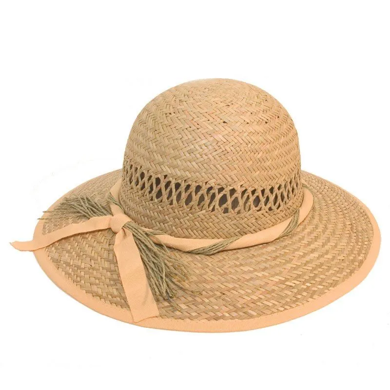 Hazy Blue STRAW WITH RIBBON BAND Womens Hat