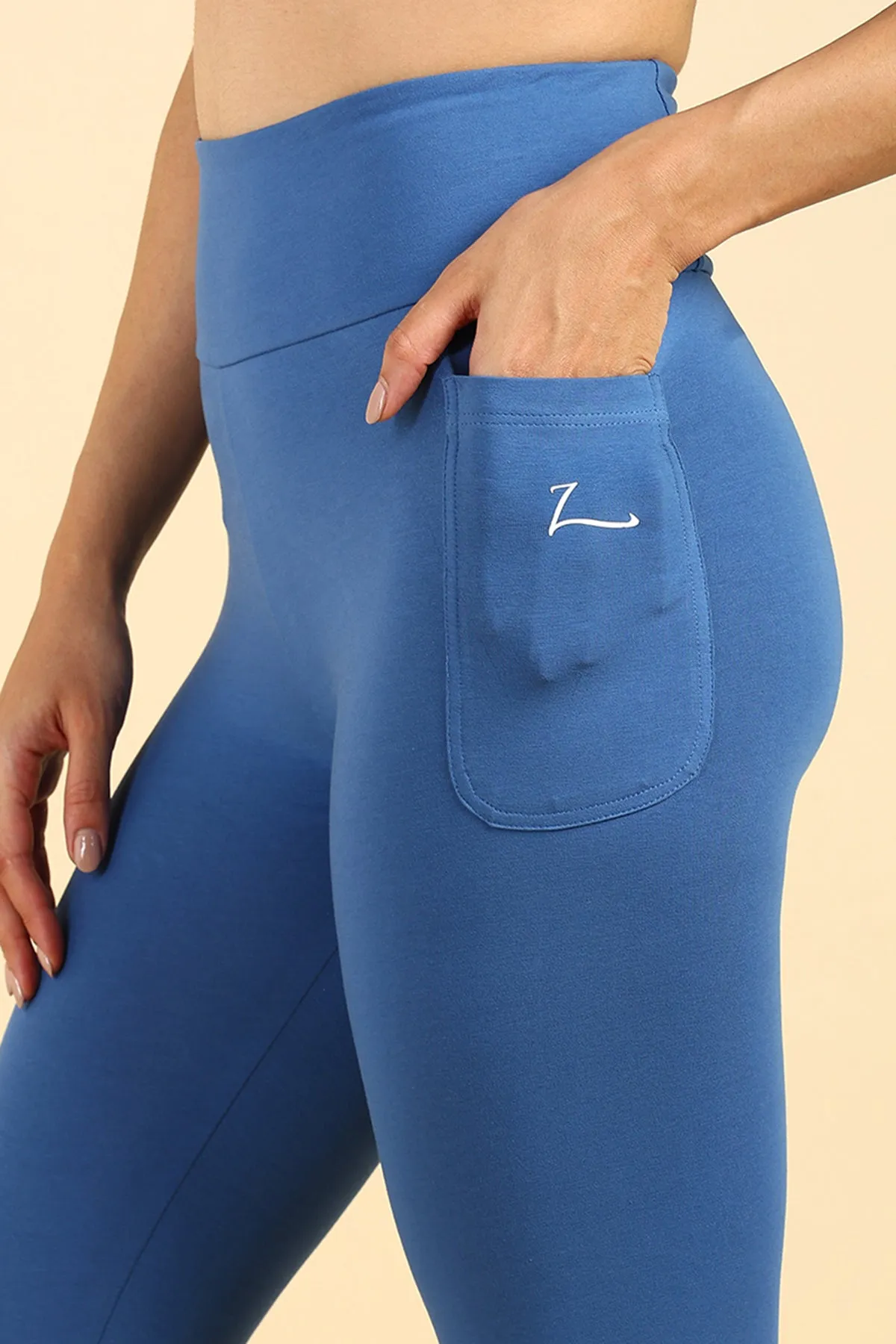 High Waist Blue Mom Legging