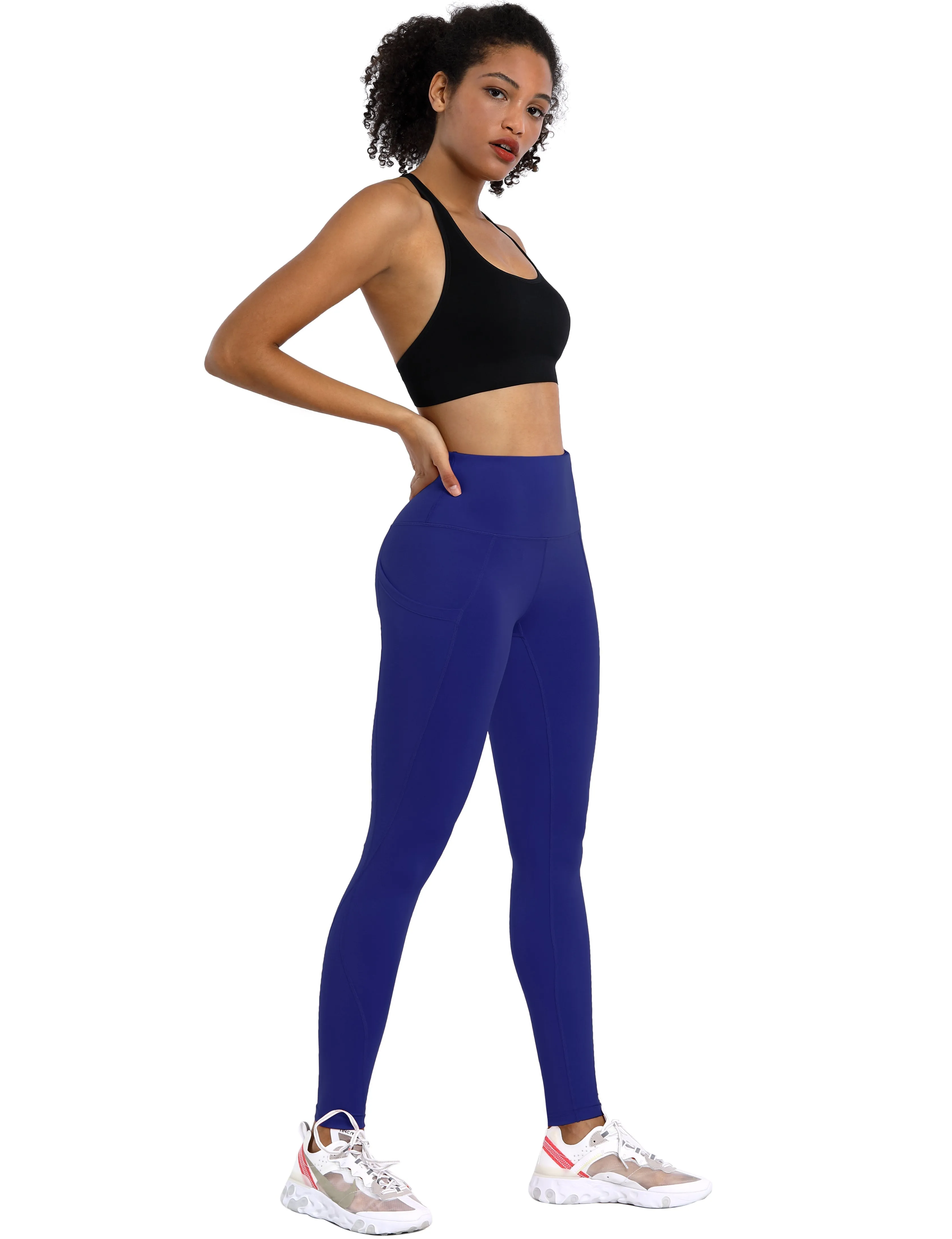 High Waist Side Pockets yogastudio Pants navy_yogastudio