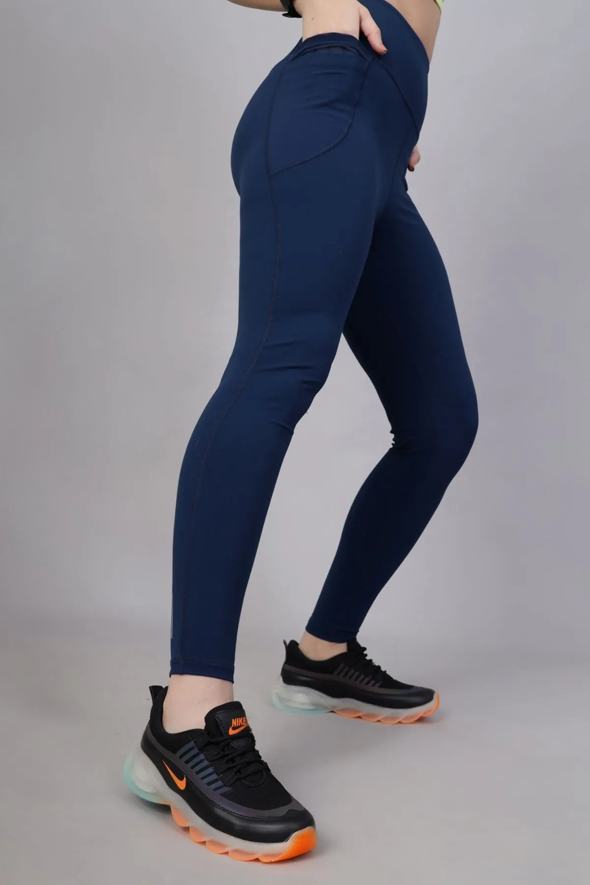 High Waisted Gentle Compression Navy Blue Postpartum Leggings