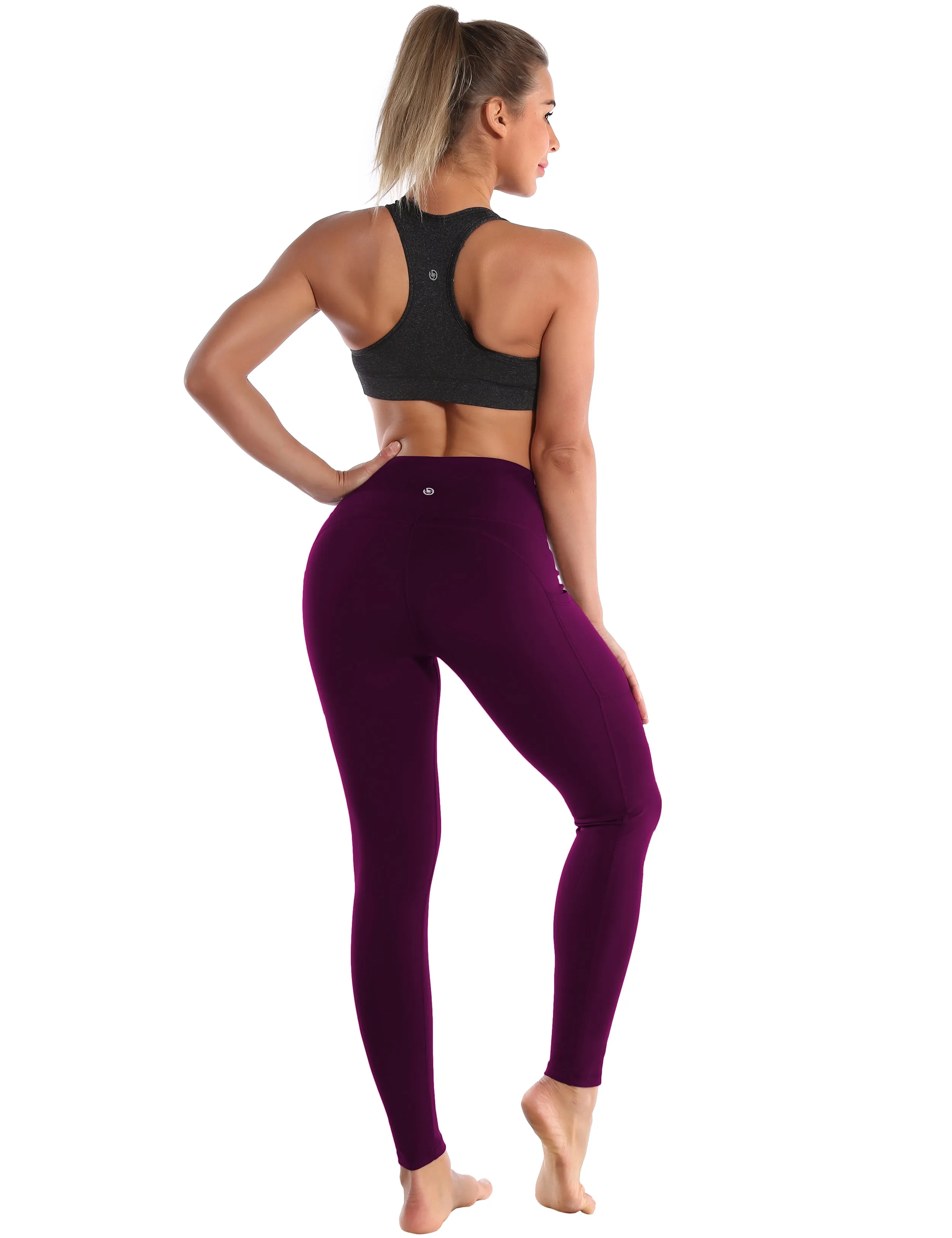 Hip Line Side Pockets Yoga Pants plum