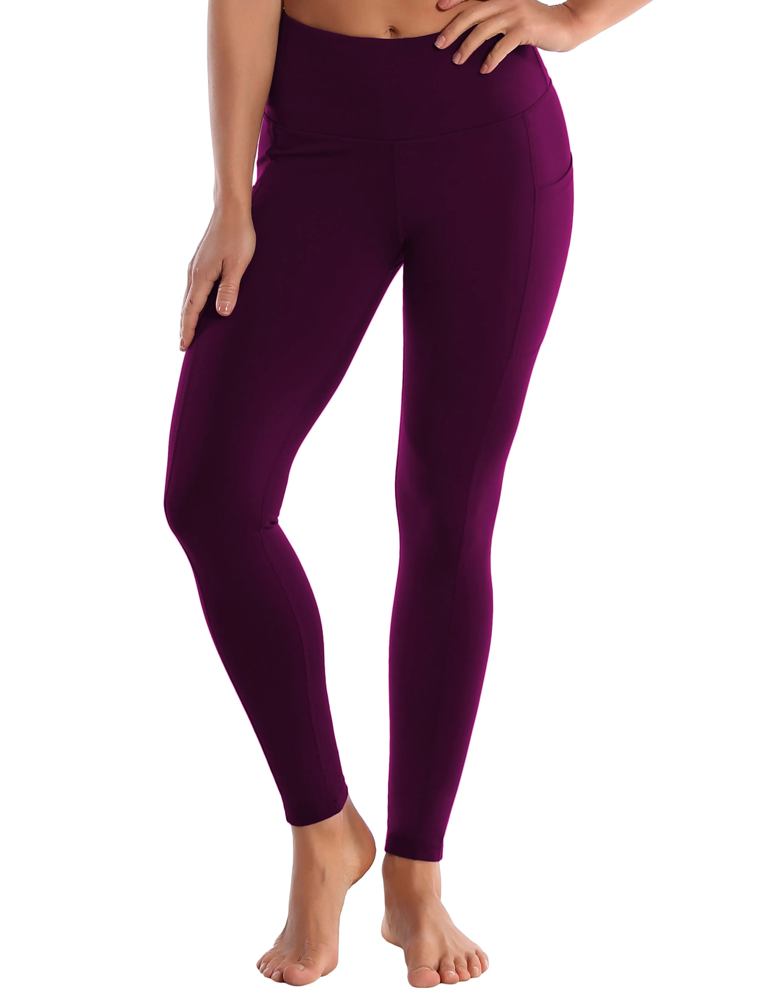 Hip Line Side Pockets Yoga Pants plum