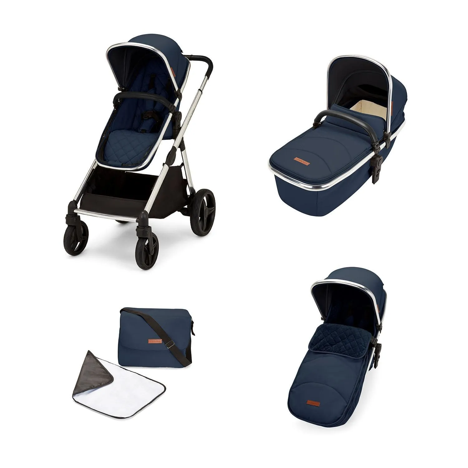 Ickle Bubba Eclipse 2 in 1 Carrycot & Pushchair - Chrome / Midnight Blue / Black