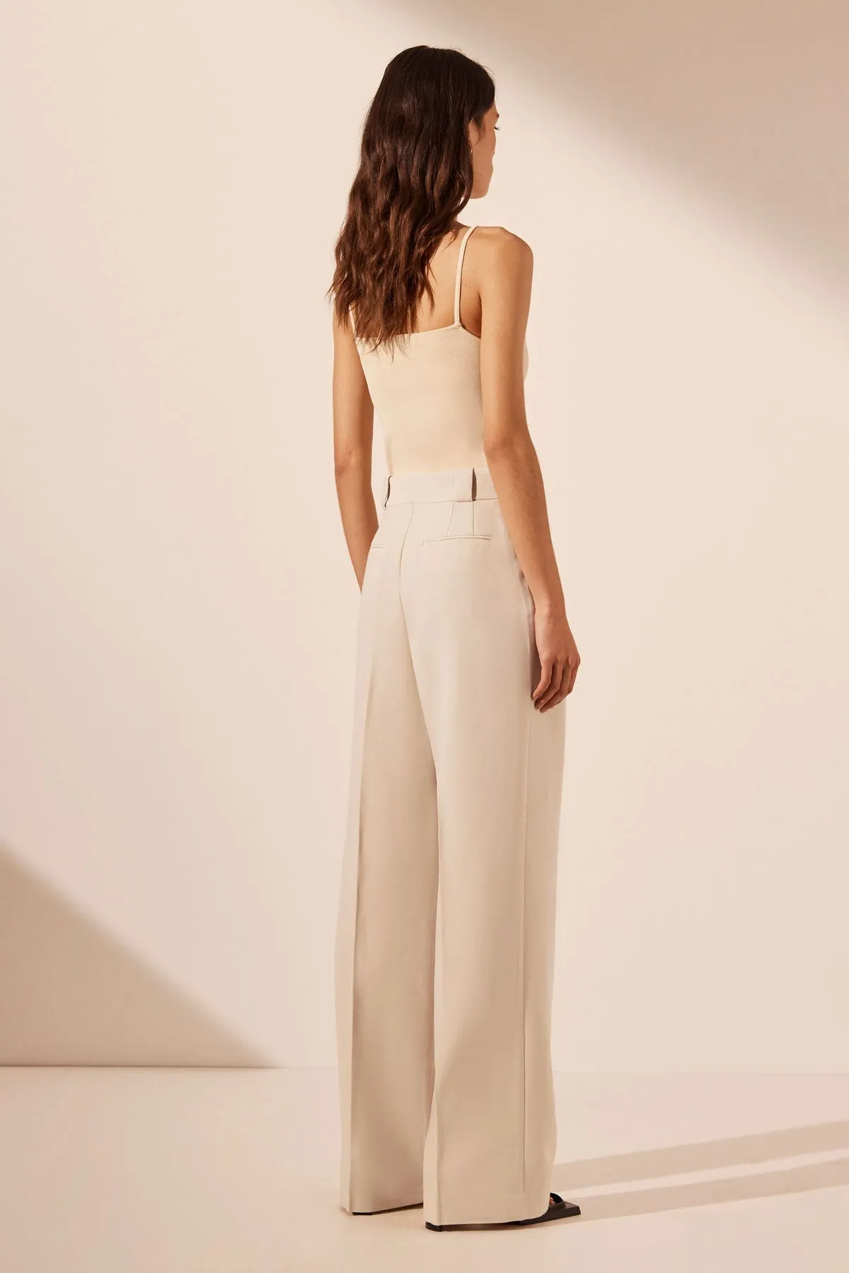 IRENA HIGH WAISTED TAILORED PANT - BONE