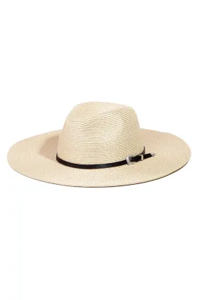 Ivory Straw Braided Belt Strap Fashion Hat