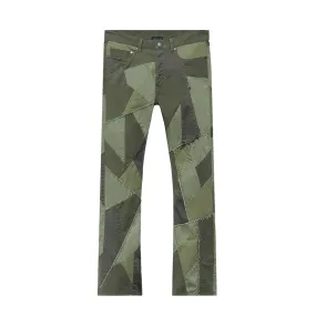 John Elliott Mens Patchwork Boot Cut Pants 'Olive'