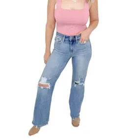 Judy Blue Aiysha High Waist Destroyed Knee 90's Straight Leg Jeans