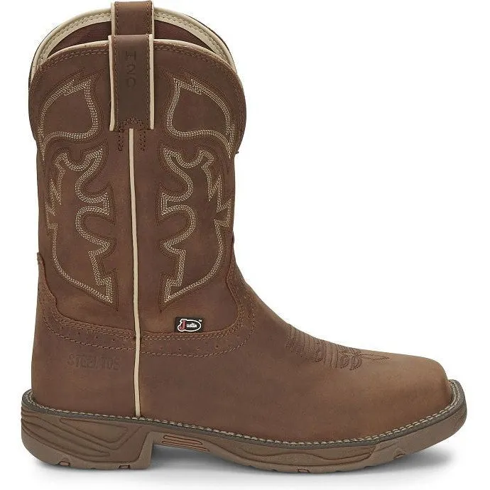 Justin Men's Rush 11 Steel Toe Western Work Boot -Tan- WK4331