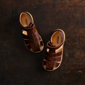 Kids Leather Fisherman Sandals - Cognac