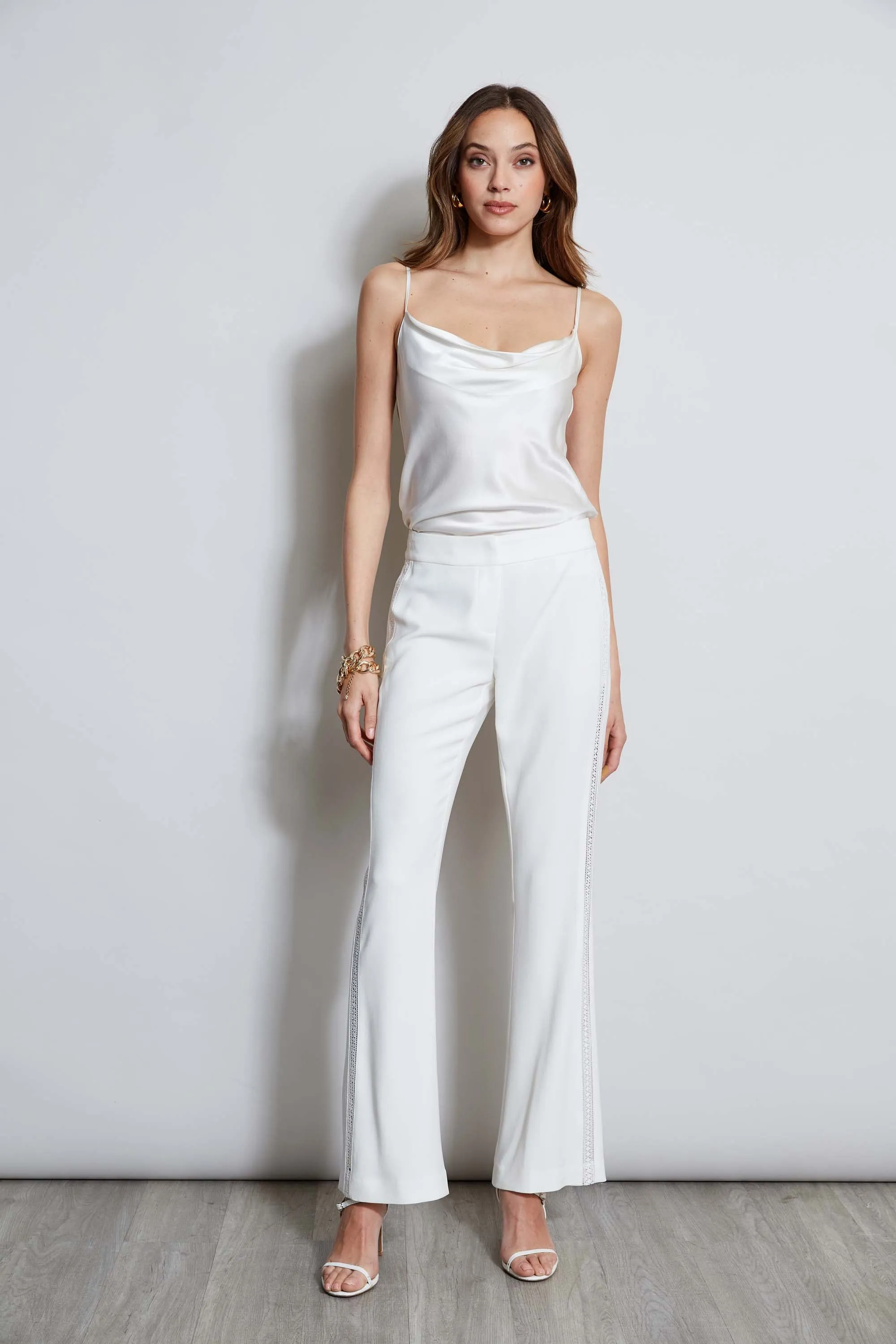 Lace Trim Fit & Flare Pant