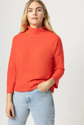 Lilla P 3/4 Sleeve Boxy Mock Neck