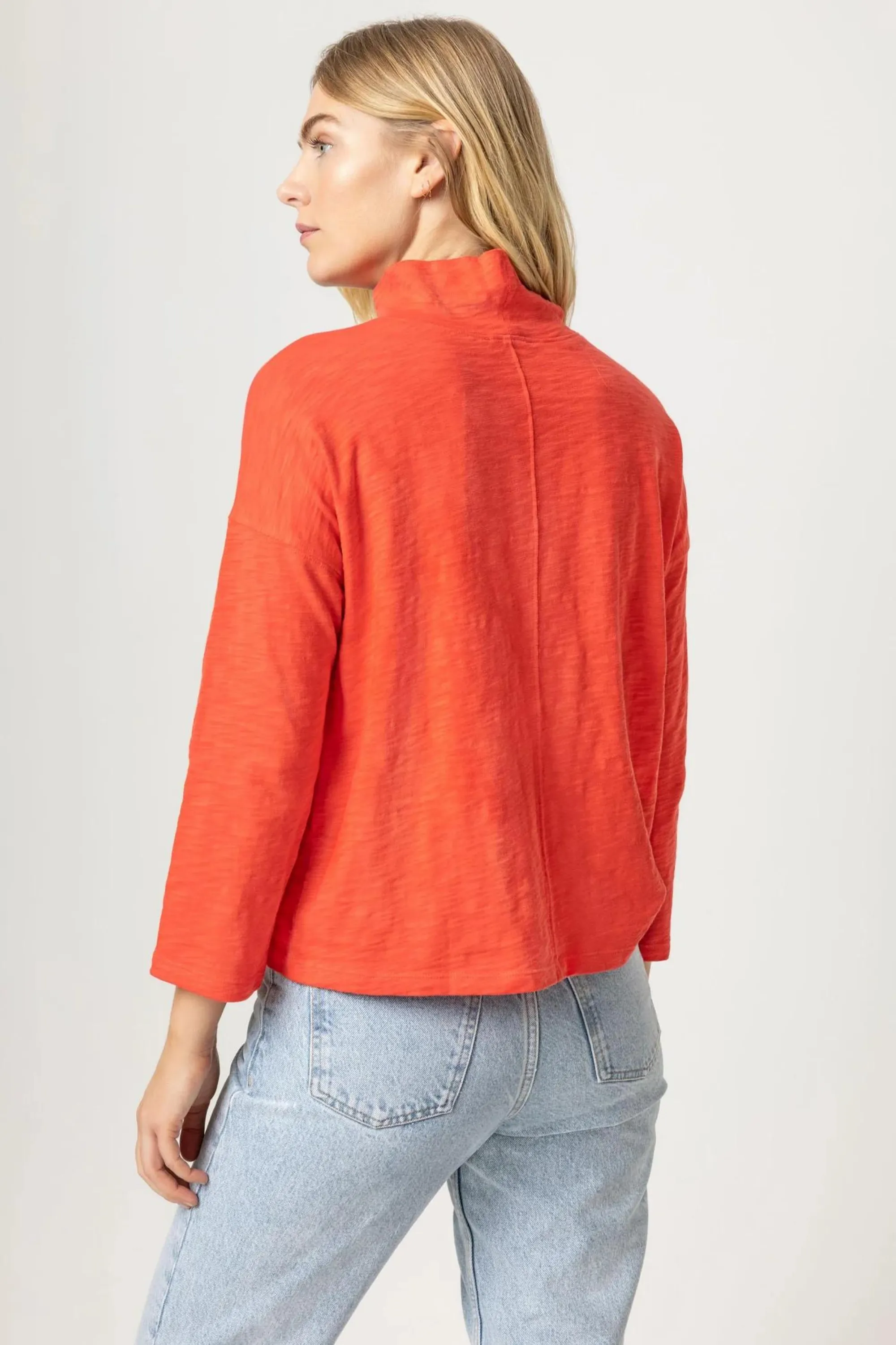 Lilla P 3/4 Sleeve Boxy Mock Neck