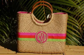 Monogram Medium Hyannisport Straw Basket Bag