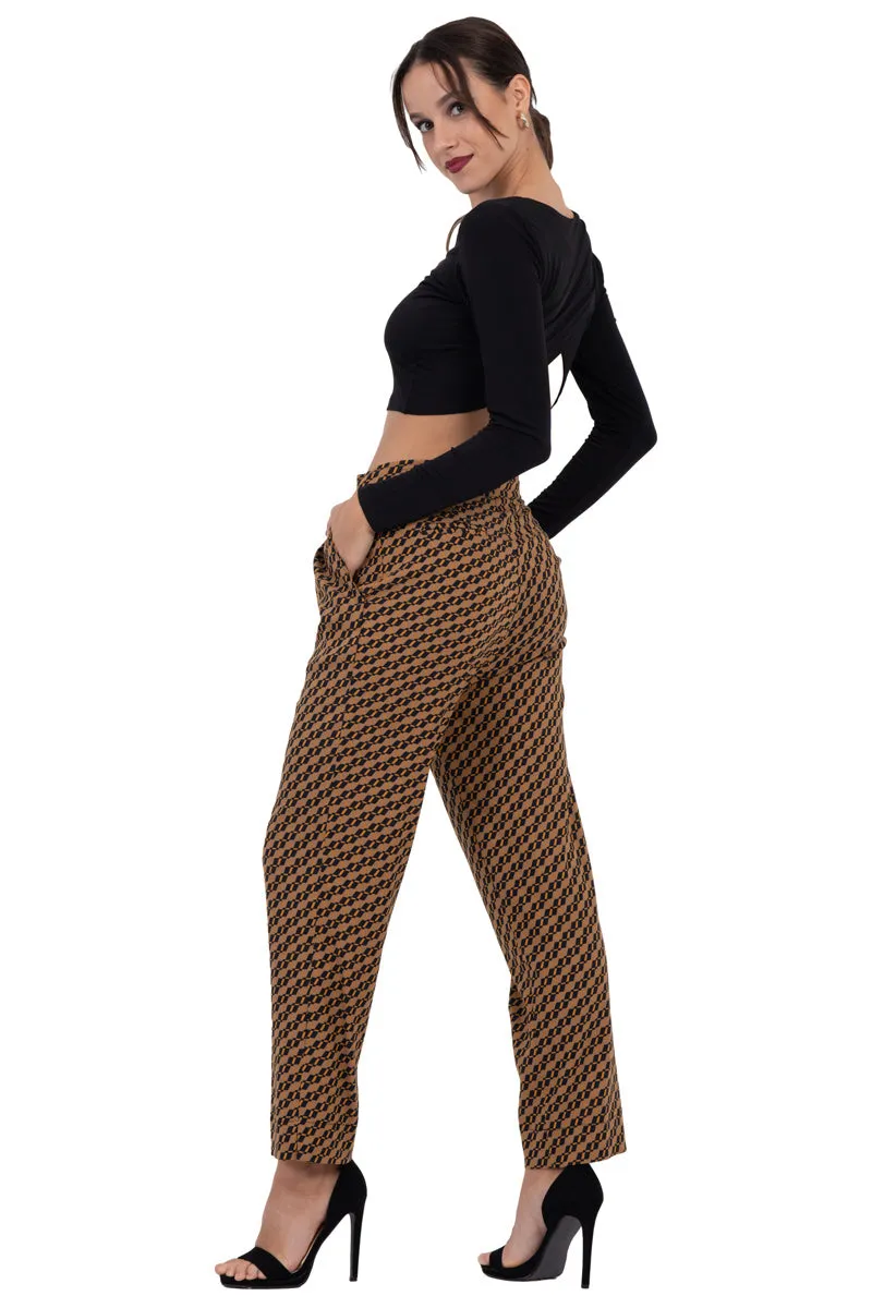 Mustard Geometric Print Tailored Trousers (S)