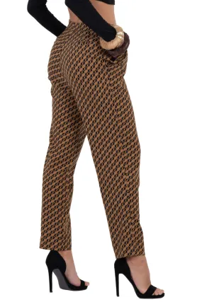 Mustard Geometric Print Tailored Trousers (S)