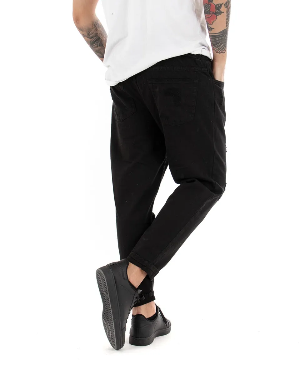 Pantaloni Jeans Uomo Regular Fit Nero Pantalaccio Bull Con Rotture Casual GIOSAL-P4092A