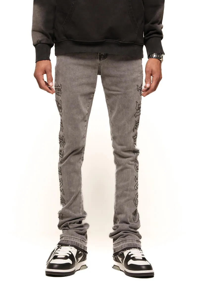 Pheelings RISING ABOVE FLARE STACK DENIM (CHARCOAL GREY)