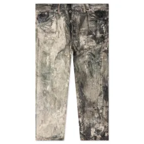 Printed Wide Leg Pants - Cold Grey