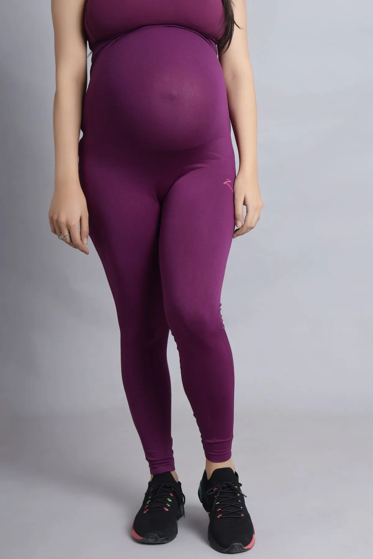 Seamless Adaptable Bump Support Wine Maternity Leggings