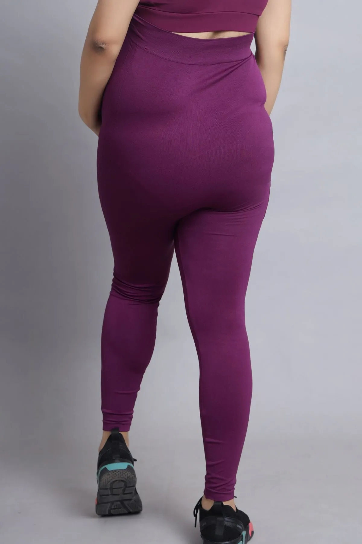 Seamless Adaptable Bump Support Wine Maternity Leggings