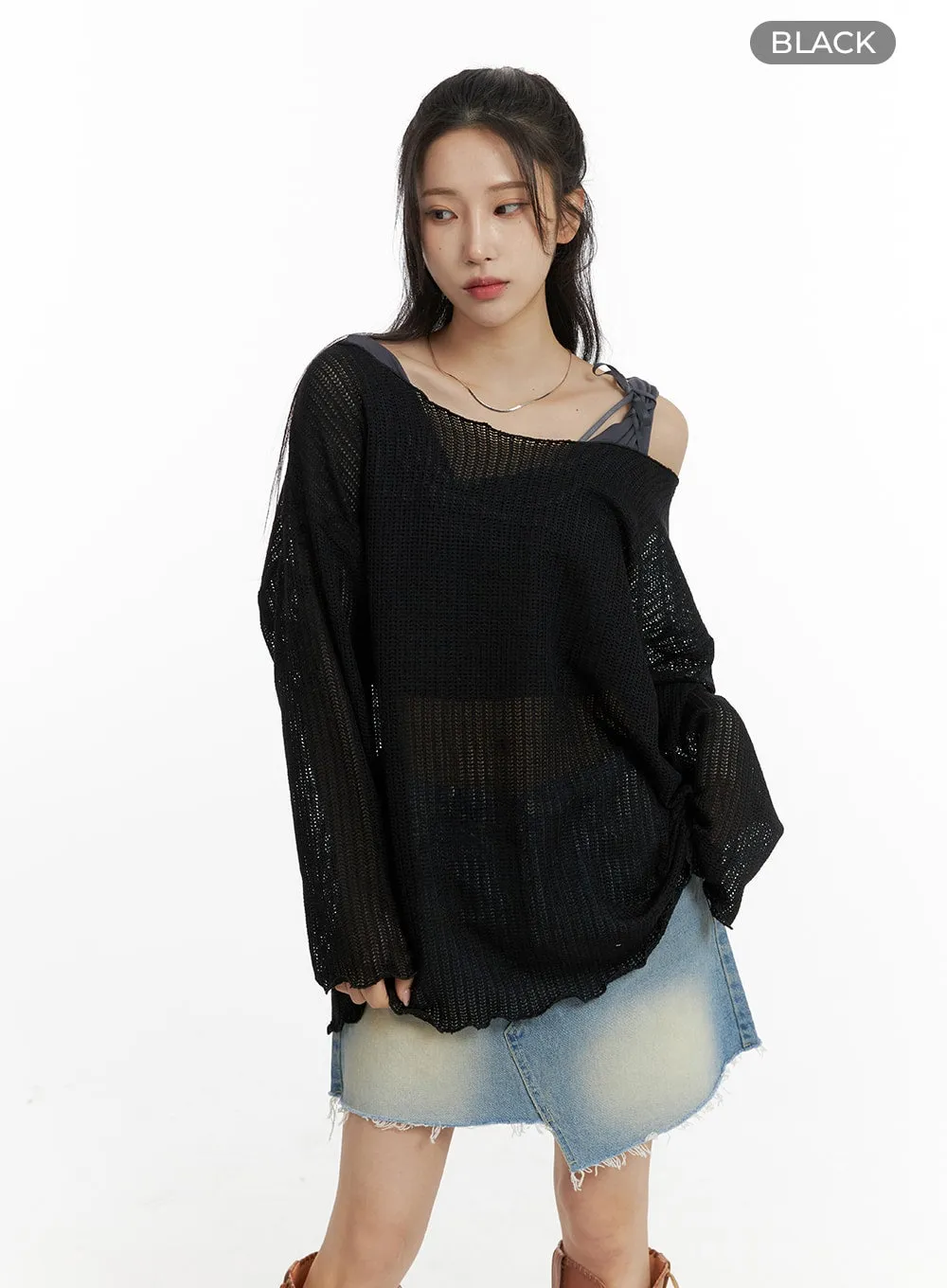 Sheer Oversized Knit Top CM405