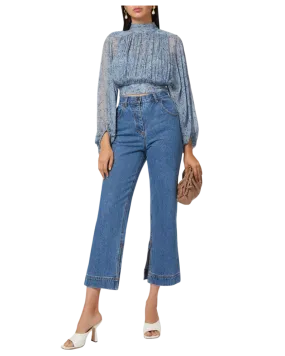 Size 8 - Shona Joy Blue Emily Straight Leg Split Hem Jeans