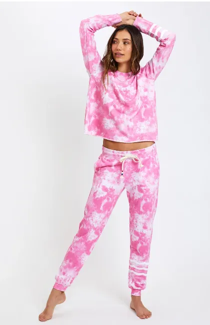 Sol Angeles Luxe Passion Pink Marble Jogger Pants for Stylish Comfort