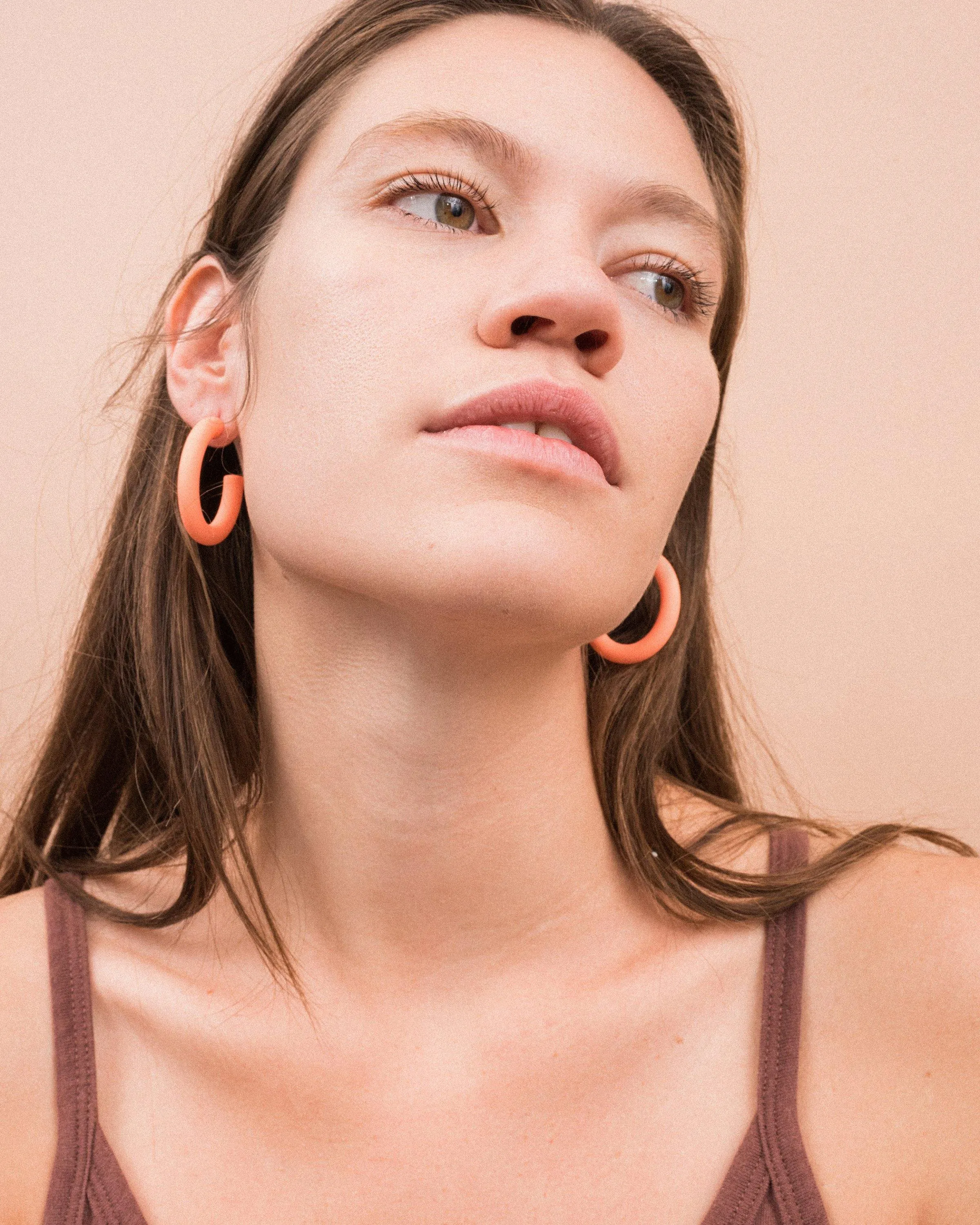 SS925 Louise Hoops in Coral