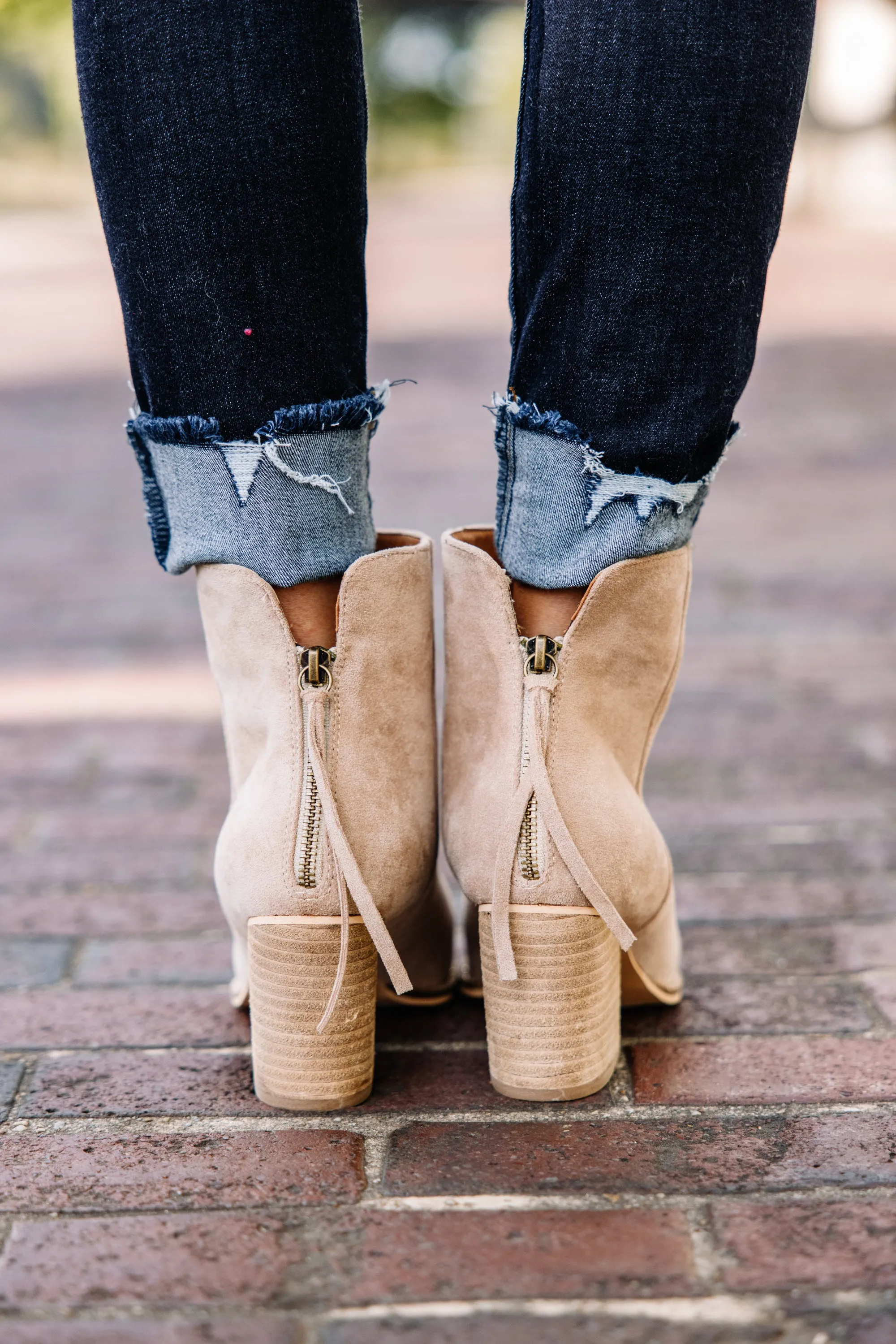 Stay In Step Taupe Brown Booties