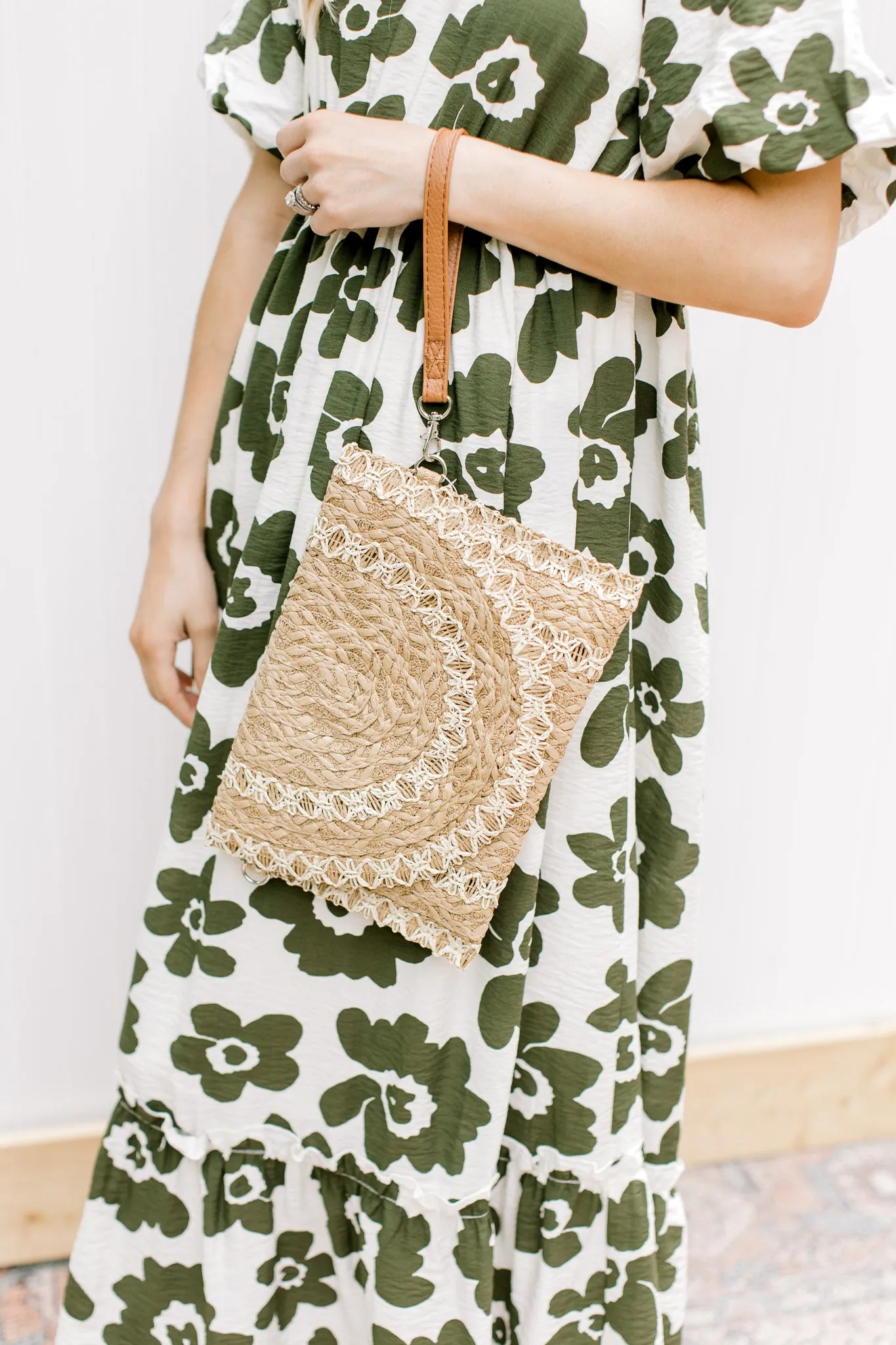 Straw Clutch Crossbody Bag