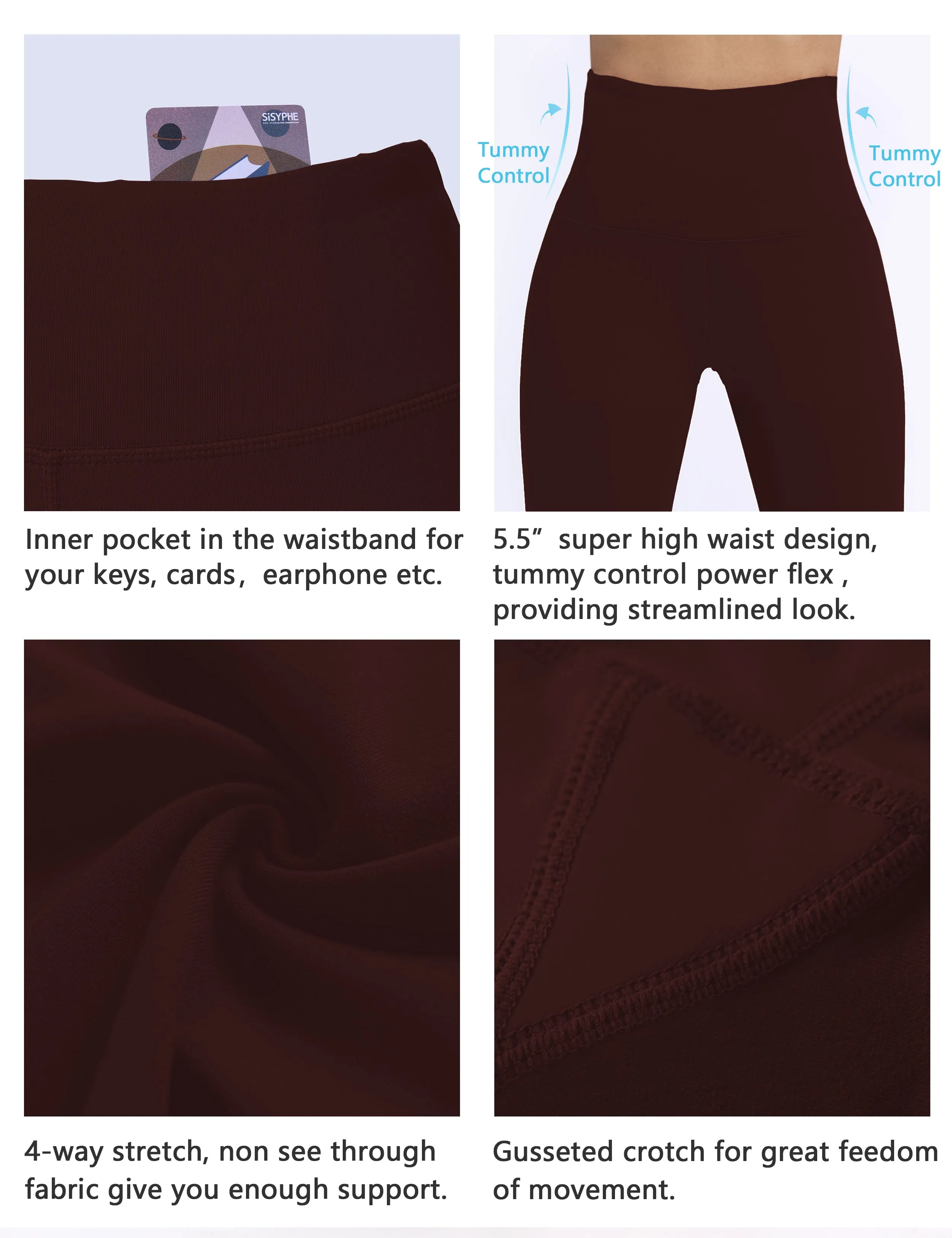 Super High Waist Yoga Pants mahoganymaroon