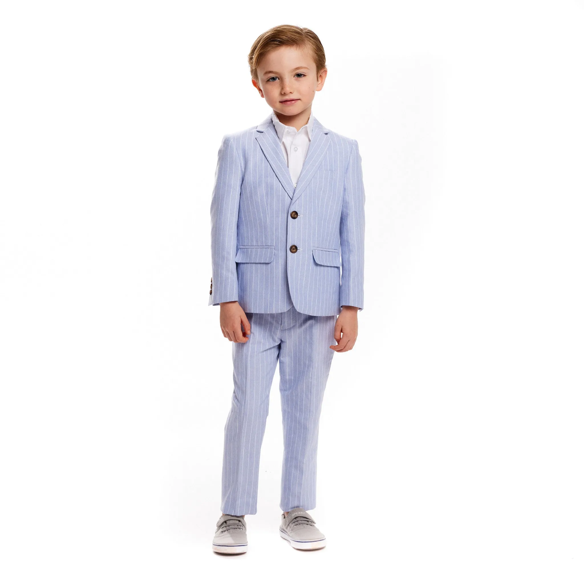 Two-Piece Chambray Stripe Suit Set