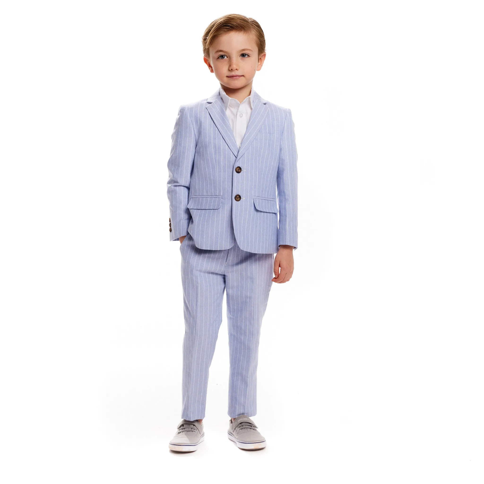 Two-Piece Chambray Stripe Suit Set